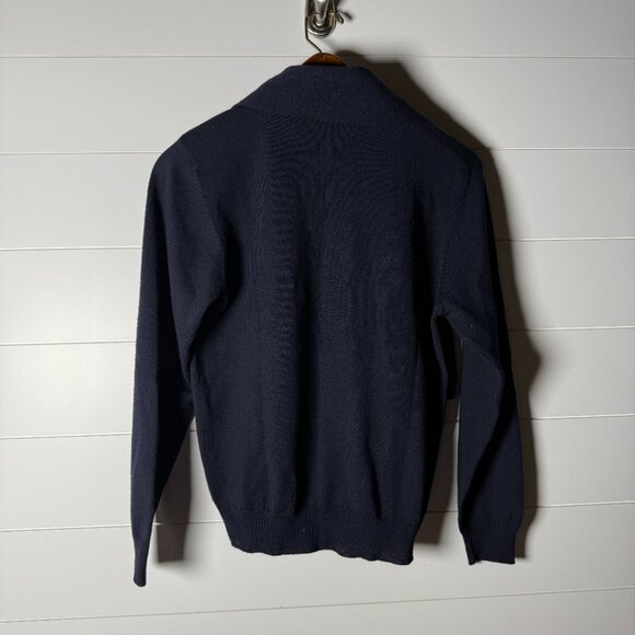 Talbots Sweater with Attached Scarf Navy Sz Medium, 100% Merino Wool - Picture 4 of 7